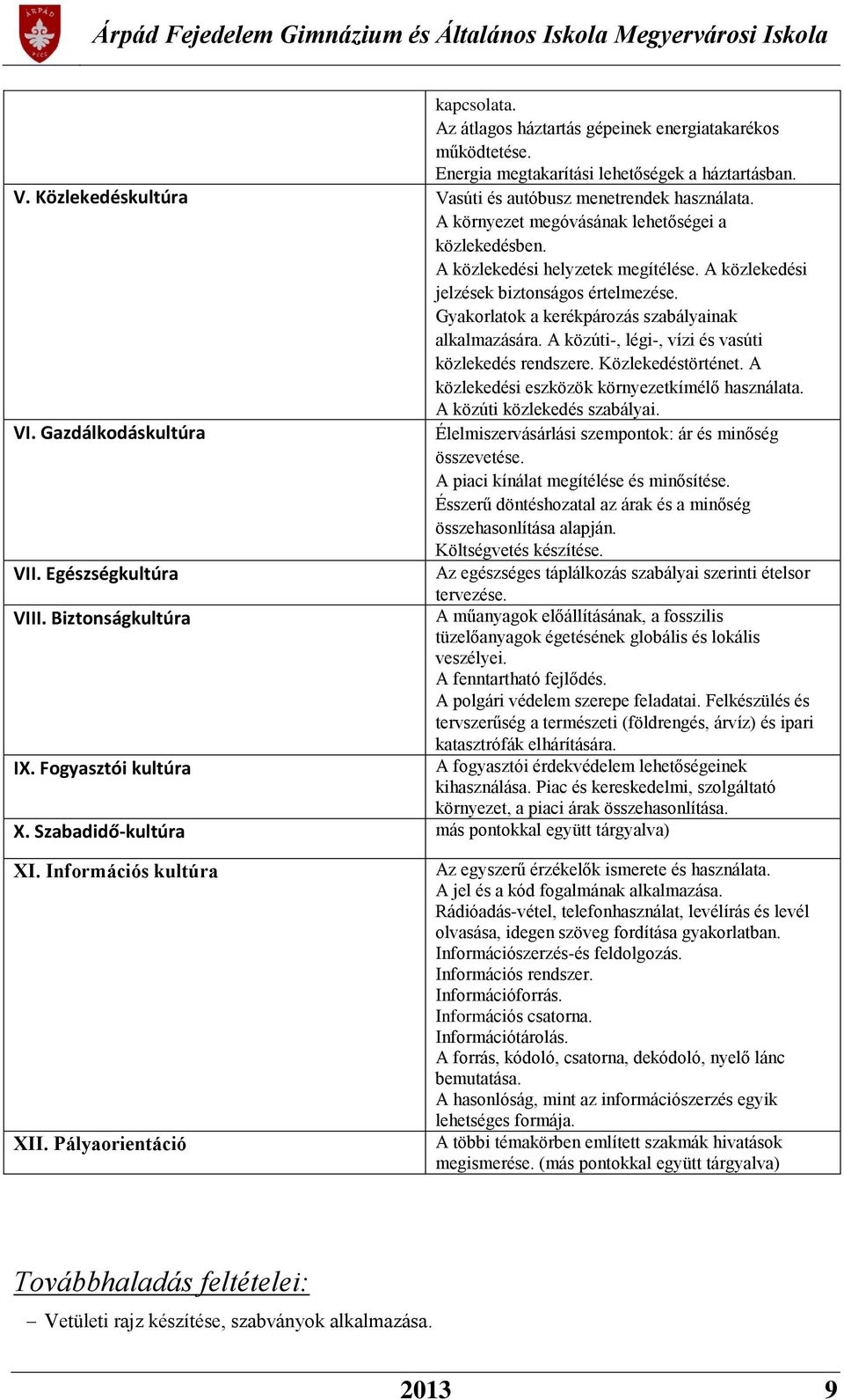 A közúti-, légi-, vízi és vasúti közlekedés rendszere. Közlekedéstörténet. A közlekedési eszközök környezetkímélő használata. A közúti közlekedés szabályai. VI.