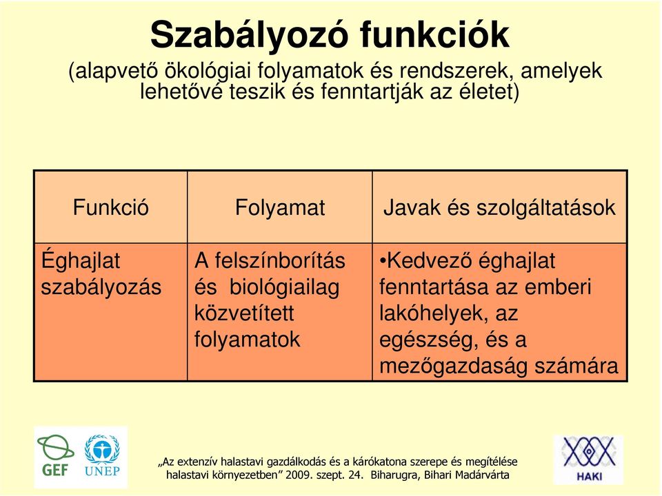 felszínborítás és biológiailag közvetített folyamatok Javak és