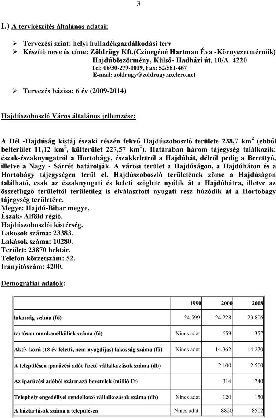 net Tervezés bázisa: 6 év (2009-2014) Hajdúszoboszló Város általános jellemzése: A Dél -Hajdúság kistáj északi részén fekvő Hajdúszoboszló területe 238,7 km 2 (ebből belterület 11,12 km 2, külterület