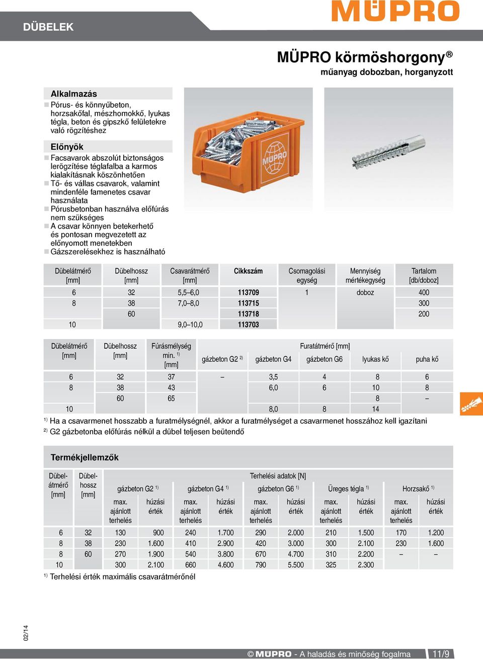 pontosan megvezetett az előnyomott menetekben Gázszerelésekhez is használható Dübelátmérő Dübelhossz Csavarátmérő mérték Tartalom [db/doboz] 6 32 3 60 5,5 6,0 7,0,0 113709 113715 11371 113703 1 doboz