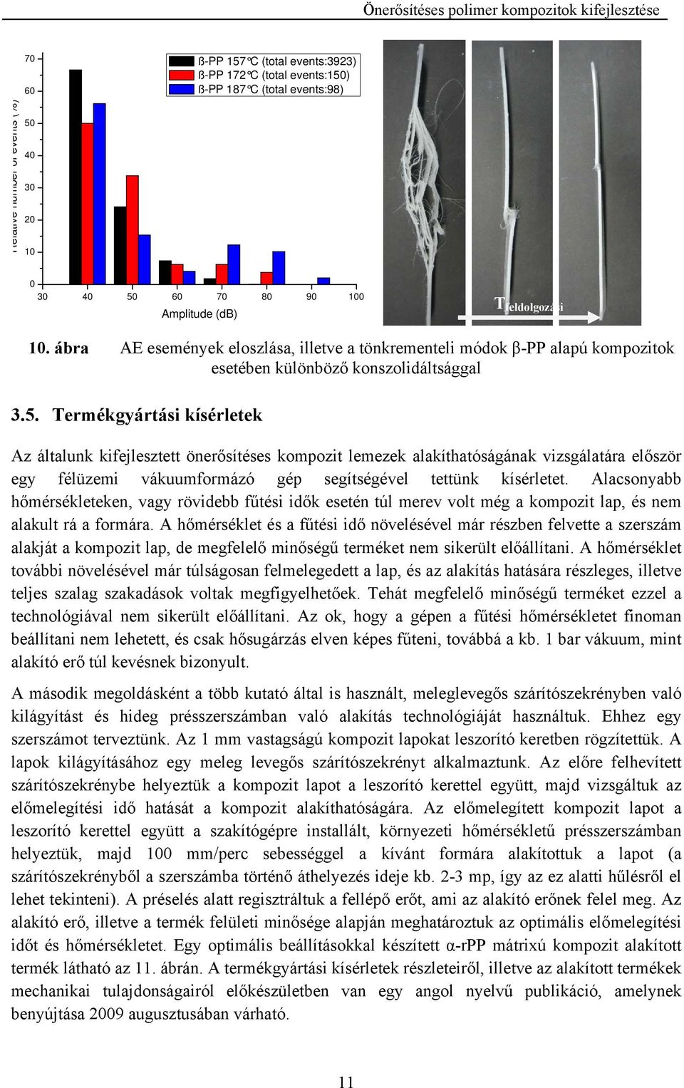 Termékgyártási kísérletek Az általunk kifejlesztett önerősítéses kompozit lemezek alakíthatóságának vizsgálatára először egy félüzemi vákuumformázó gép segítségével tettünk kísérletet.