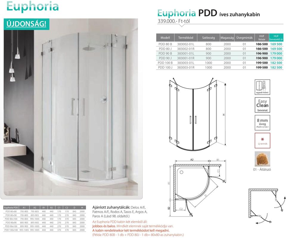 179 000 PDD 90 J 383001-01R 900 2000 01 196 900 179 000 PDD 100 383003-01L 1000 2000 01 199 500 182 500 PDD 100 J 383003-01R 1000 2000 01 199 500 182 500 8 mm új termék A2 1 C1 01 - Átlátszó A1 D