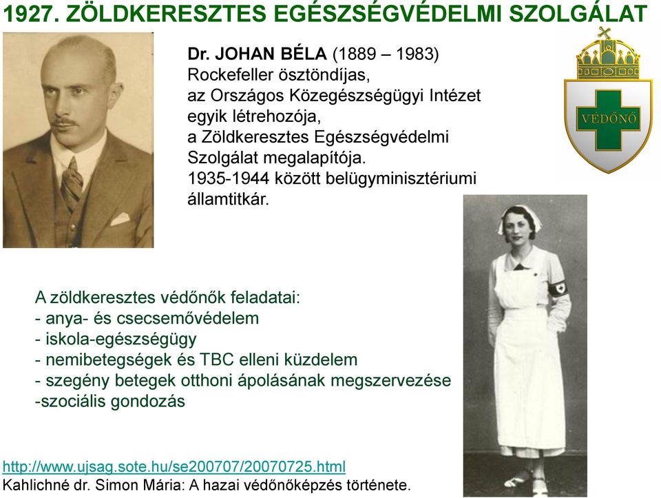 Szolgálat megalapítója. 1935-1944 között belügyminisztériumi államtitkár.