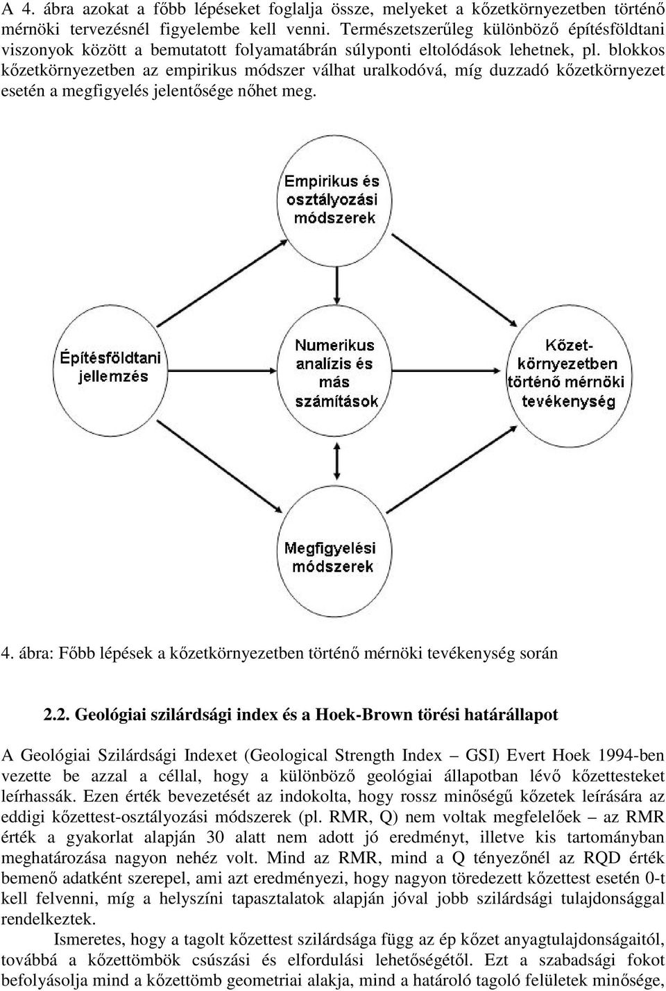 blokkos kőzetkörnyezetben az empirikus módszer válhat uralkodóvá, míg duzzadó kőzetkörnyezet esetén a megfigyelés jelentősége nőhet meg. 4.