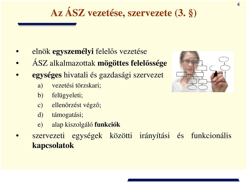 egységes hivatali és gazdasági szervezet a) vezetési törzskari; b) felügyeleti;