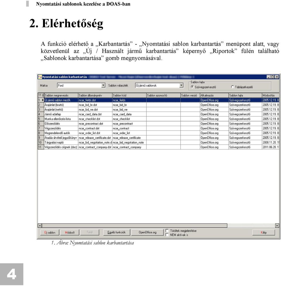 Használt jármű karbantartás képernyő Riportok fülén található