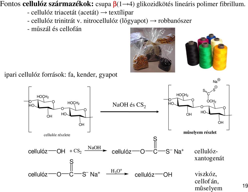 nitrocellulóz (lgyapot) robbanószer - mszál és cellofán ipari cellulóz források: fa, kender, gyapot a 2
