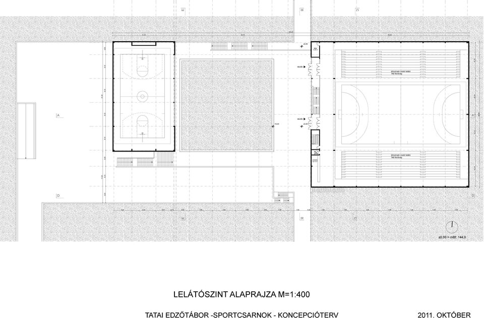 nézők jegy 12,89 m 2 lift 630kg ruhatár 29,74 m 2 kihúzható mobil lelátó 748 férőhely kihúzható