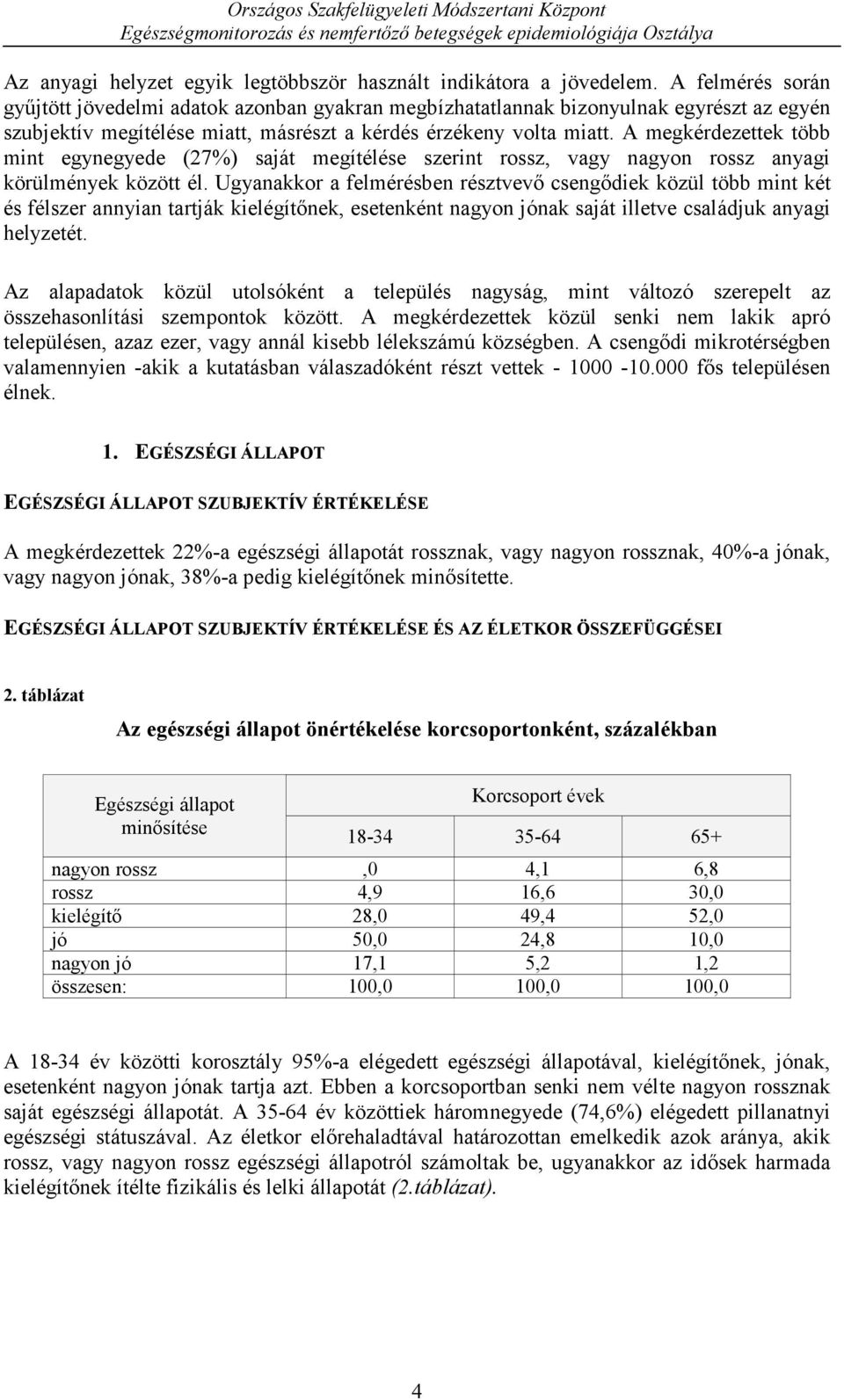 A megkérdezettek több mint egynegyede (27%) saját megítélése szerint rossz, vagy nagyon rossz anyagi körülmények között él.