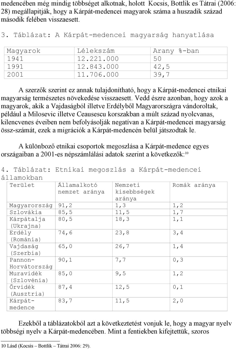 000 39,7 A szerzők szerint ez annak tulajdonítható, hogy a Kárpát-medencei etnikai magyarság természetes növekedése visszaesett.