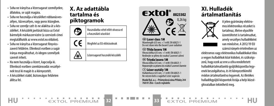 Soha ne irányítsa a lézersugarat fényvisszaverő felületre. Ellenkező esetben a sugár iránya megváltozhat, és idegen személyek szemét érheti. Ha nem használja a lézert, kapcsolja ki.