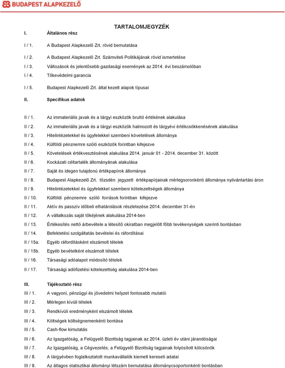 által kezelt alapok típusai Specifikus adatok II / 1. II / 2. II / 3. II / 4. II / 5. II / 6. II / 7. II / 8. II / 9. II / 10. II / 11. II / 12. II / 13. II / 14. II / 15a. II / 15b. II / 16. II / 17.