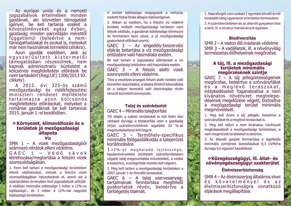 Azon gazdák esetében, akik az e g y s z e r ű s í t e t t k i s t e r m e l ő i támogatásban részesülnek, nem kapnak adminisztratív büntetést a kölcsönös megfeleltetési előírások be nem tartásáért