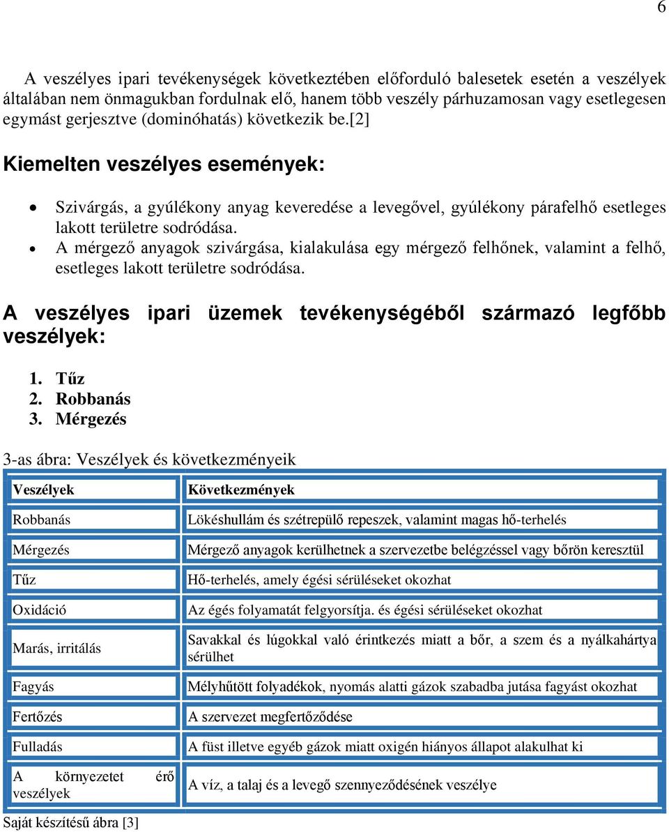 A mérgező anyagok szivárgása, kialakulása egy mérgező felhőnek, valamint a felhő, esetleges lakott területre sodródása. A veszélyes ipari üzemek tevékenységéből származó legfőbb veszélyek: 1. Tűz 2.