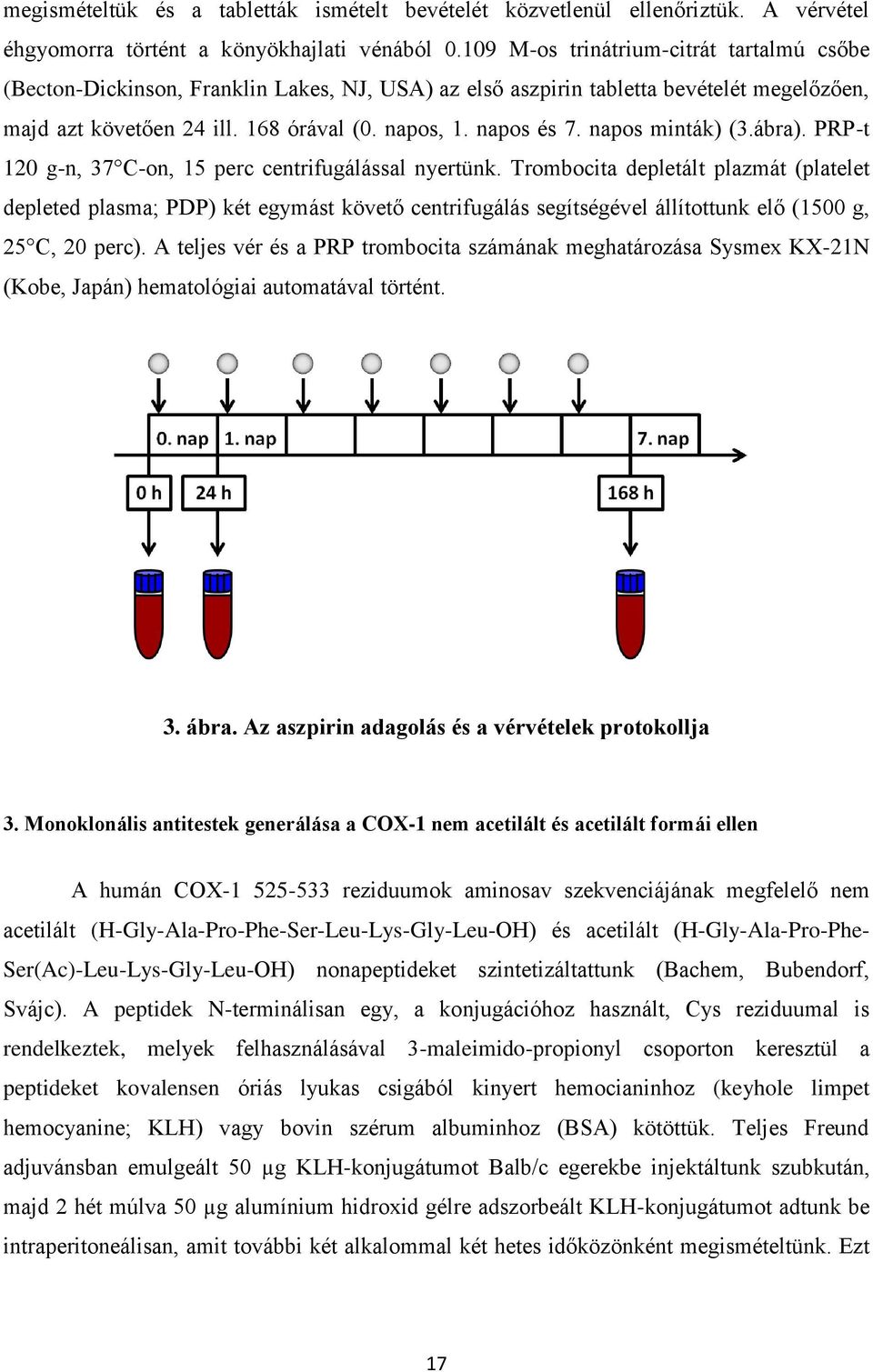 napos minták) (3.ábra). PRP-t 120 g-n, 37 C-on, 15 perc centrifugálással nyertünk.