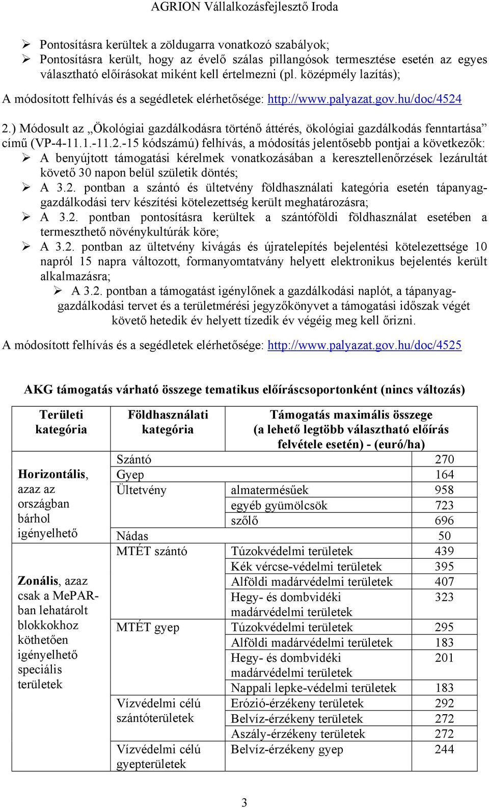 ) Módosult az Ökológiai gazdálkodásra történő áttérés, ökológiai gazdálkodás fenntartása című (VP-4-11.1.-11.2.