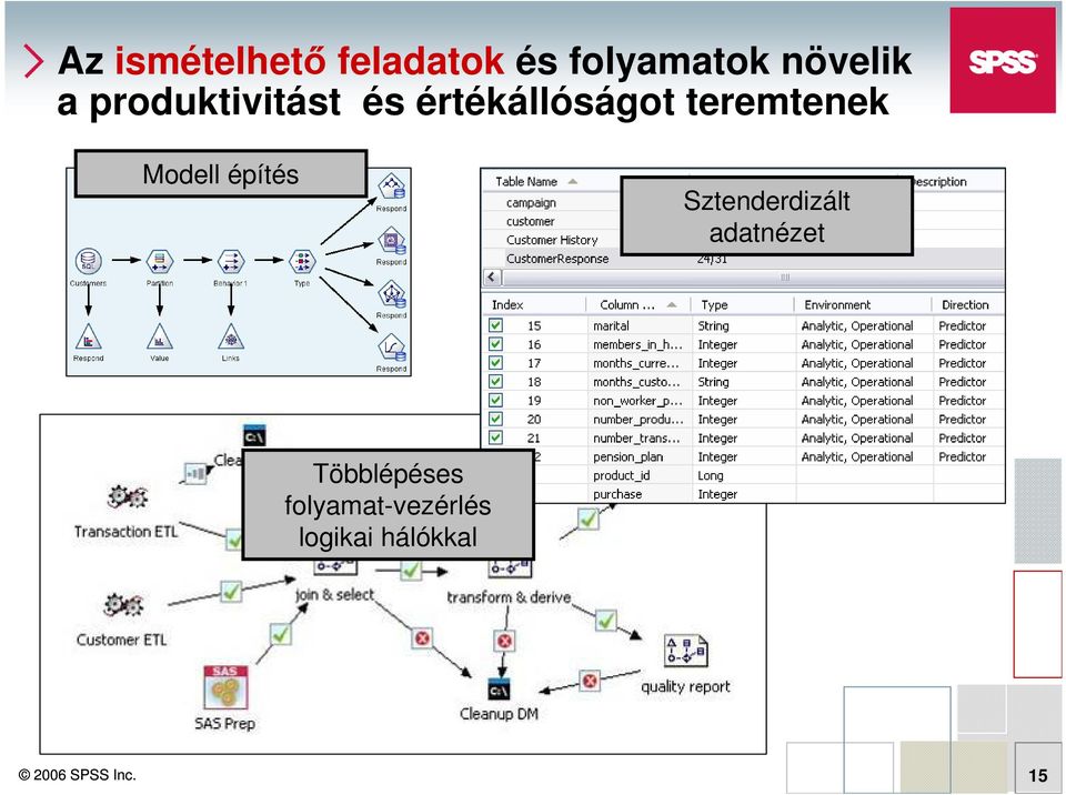 Modell építés Sztenderdizált adatnézet