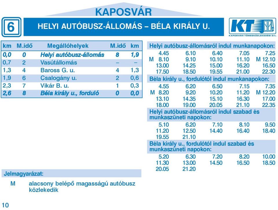 25 15.00 16.20 16.50 17.50 18.50 19.55 21.00 22.30 Béla király u., fordulótól indul munkanapokon: 4.55 6.20 6.50 7.15 7.35 M 8.20 9.20 10.20 11.20 M 12.20 13.10 14.35 15.10 16.30 17.00 18.00 19.00 20.