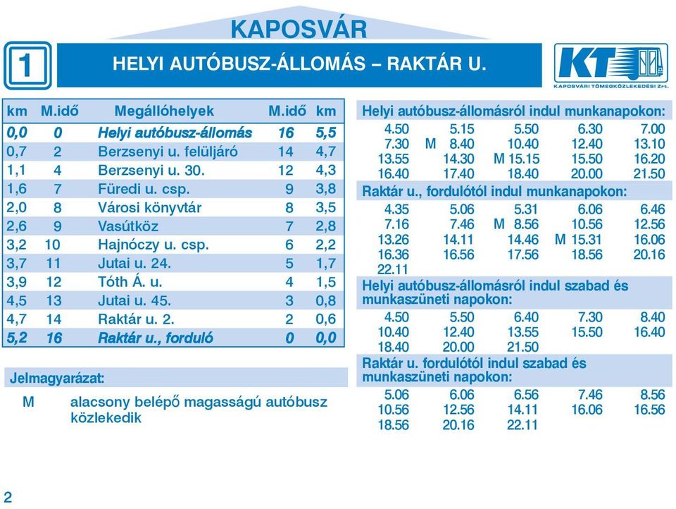 , forduló 0 5,5 4,7 4,3 3,8 3,5 2,8 2,2 1,7 1,5 0,8 0,6 alacsony belépő magasságú autóbusz közlekedik 4.50 5.15 5.50 6.30 7.00 7.30 M 8.40 10.40 12.40 13.10 13.55 14.30 M 15.15 15.50 16.20 16.40 17.