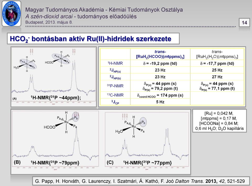 0,042 M, [mtppms] = 0,17 M, [HCOONa] = 0,84 M; 0,6 ml H 2 O; D 2 O kapilláris 1