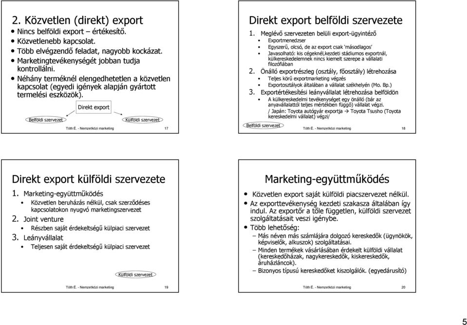 - Nemzetközi marketing 17 Direkt export belföldi szervezete 1.