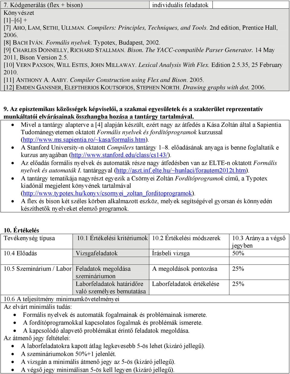 Lexical Analysis With Flex. Edition 2.5.35, 25 February 2010. [11] ANTHONY A. AABY. Compiler Construction using Flex and Bison. 2005. [12] EMDEN GANSNER, ELEFTHERIOS KOUTSOFIOS, STEPHEN NORTH.