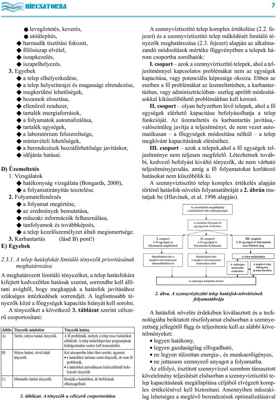 tartalék egységek, a laboratórium felszereltsége, mintavételi lehetõségek, a berendezések hozzáférhetõsége javításkor, idõjárás hatásai. D) Üzemeltetés 1.