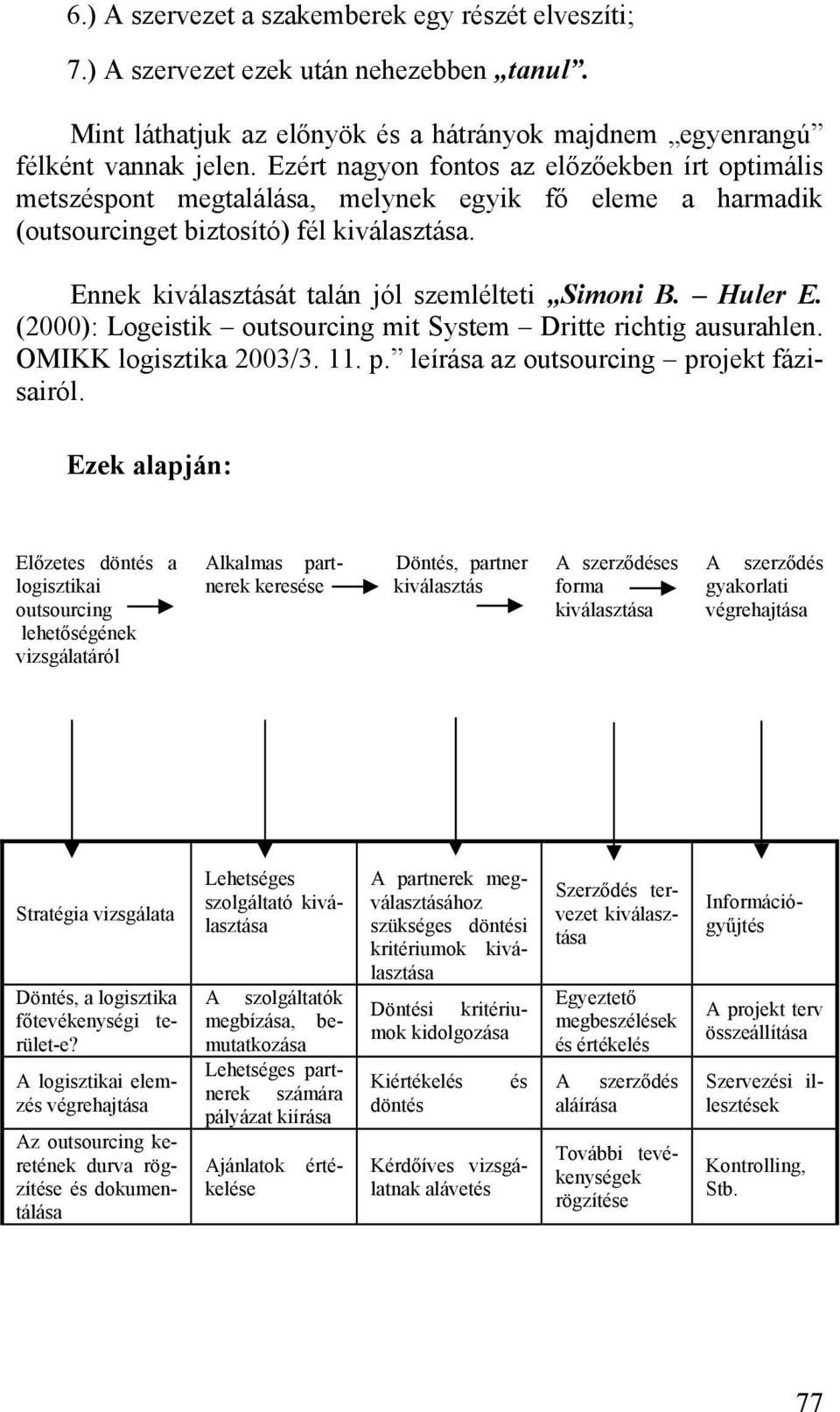 Ennek kiválasztását talán jól szemlélteti Simoni B. Huler E. (2000): Logeistik outsourcing mit System Dritte richtig ausurahlen. OMIKK logisztika 2003/3. 11. p.