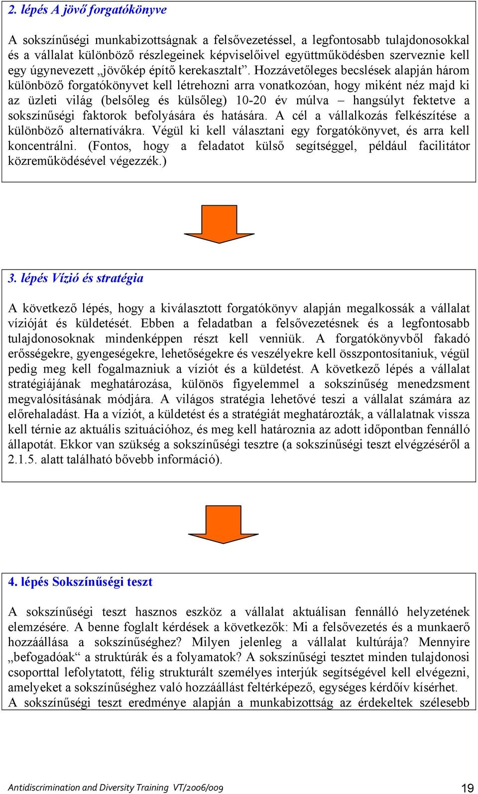 Hozzávetőleges becslések alapján három különböző forgatókönyvet kell létrehozni arra vonatkozóan, hogy miként néz majd ki az üzleti világ (belsőleg és külsőleg) 10-20 év múlva hangsúlyt fektetve a