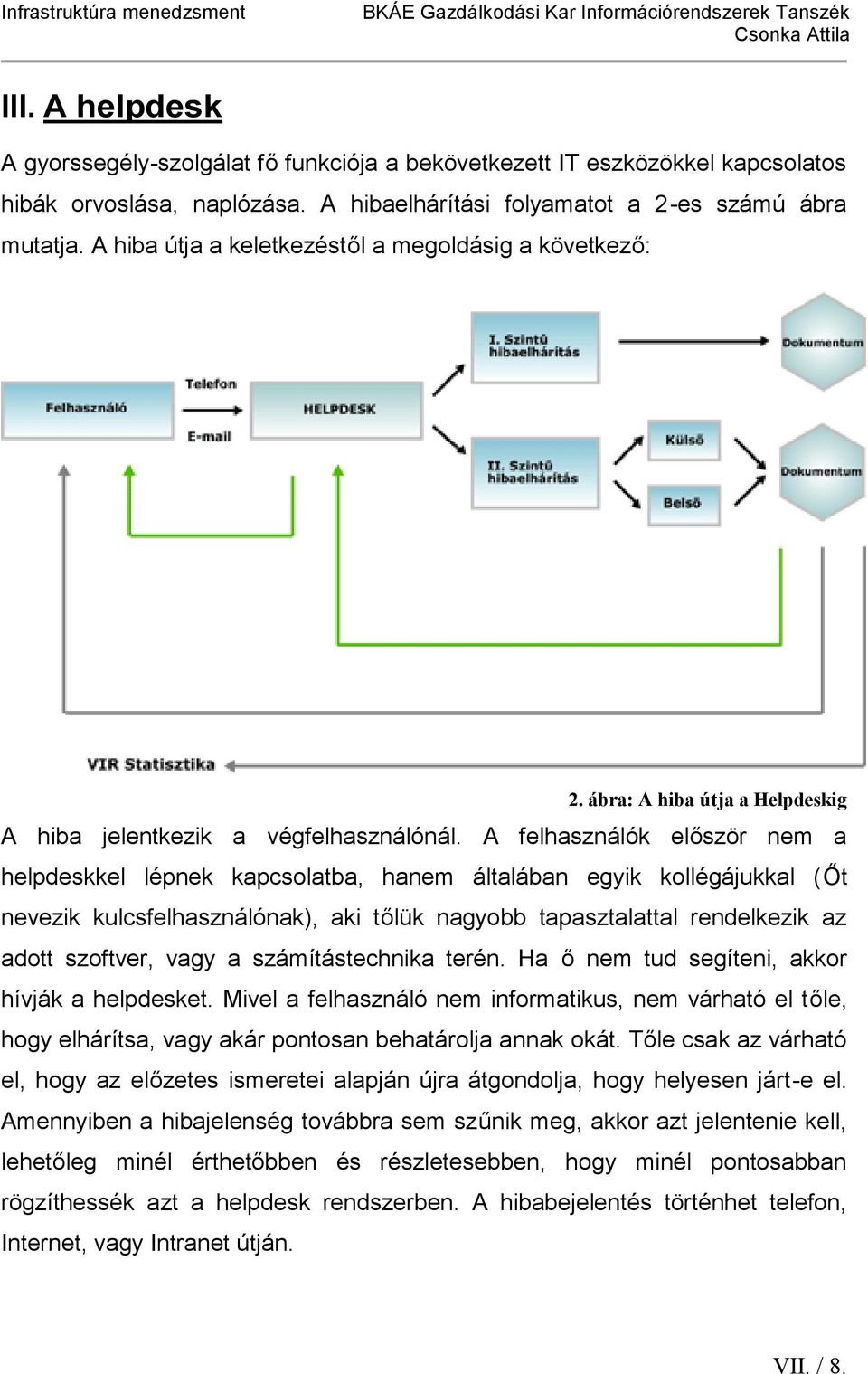 A felhasználók először nem a helpdeskkel lépnek kapcsolatba, hanem általában egyik kollégájukkal (Őt nevezik kulcsfelhasználónak), aki tőlük nagyobb tapasztalattal rendelkezik az adott szoftver, vagy