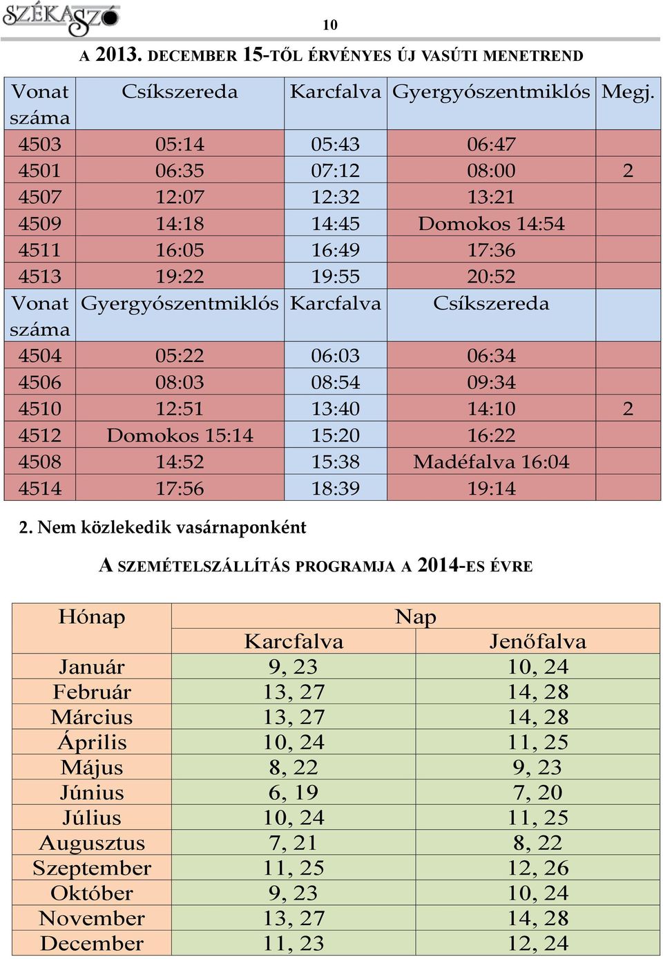 Január 9, 23 10, 24 Február 13, 27 14, 28 Március 13, 27 14, 28 Április 10, 24 11, 25 Május 8, 22 9, 23