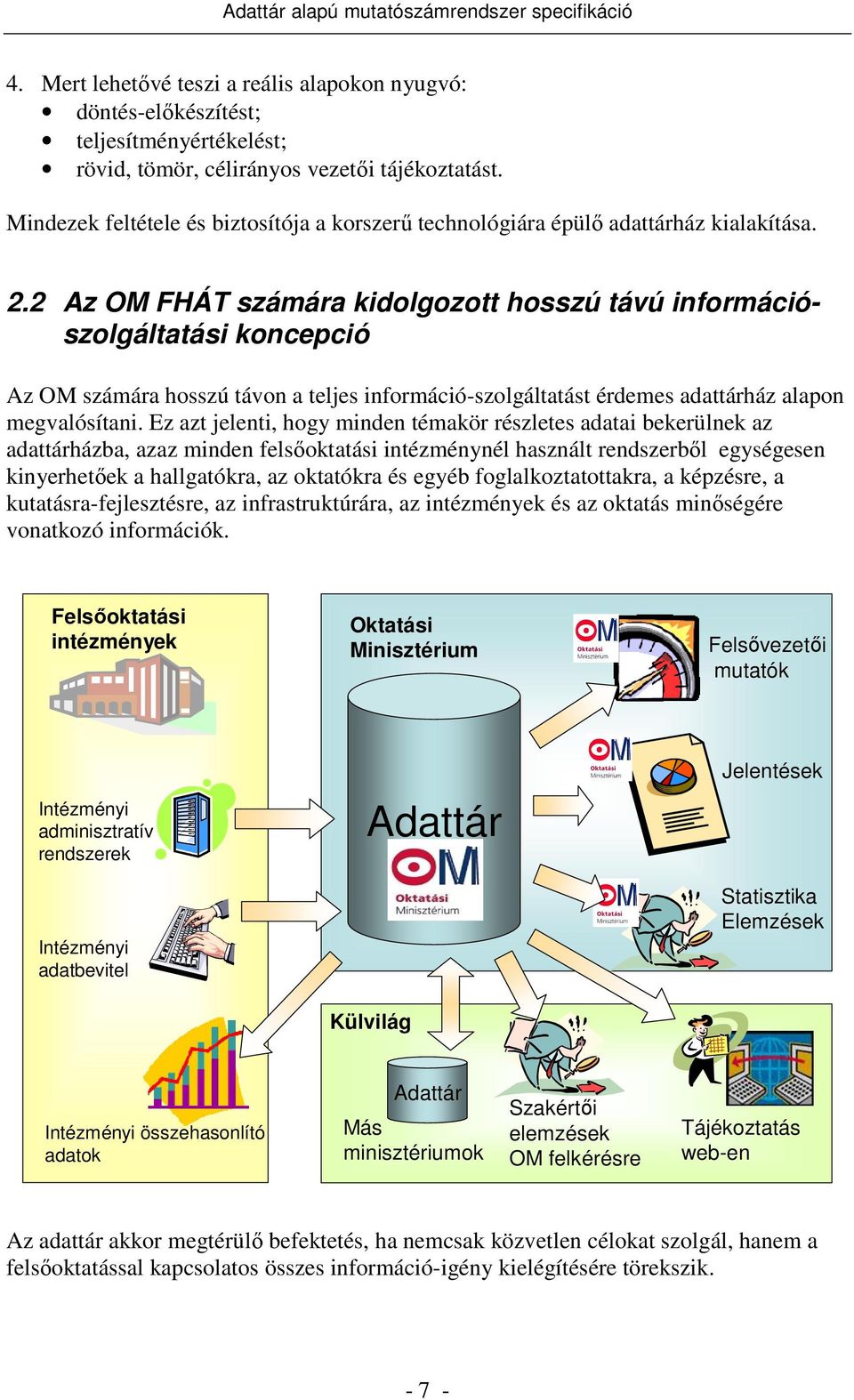 2 Az OM FHÁT számára kidolgozott hosszú távú információszolgáltatási koncepció Az OM számára hosszú távon a teljes információ-szolgáltatást érdemes adattárház alapon megvalósítani.