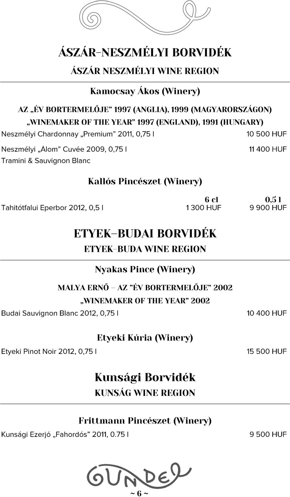 l ETYEK BUDAI BORVIDÉK ETYEK-BUDA WINE REGION Nyakas Pince (Winery) MALYA ERNŐ AZ ÉV BORTERMELŐJE 2002