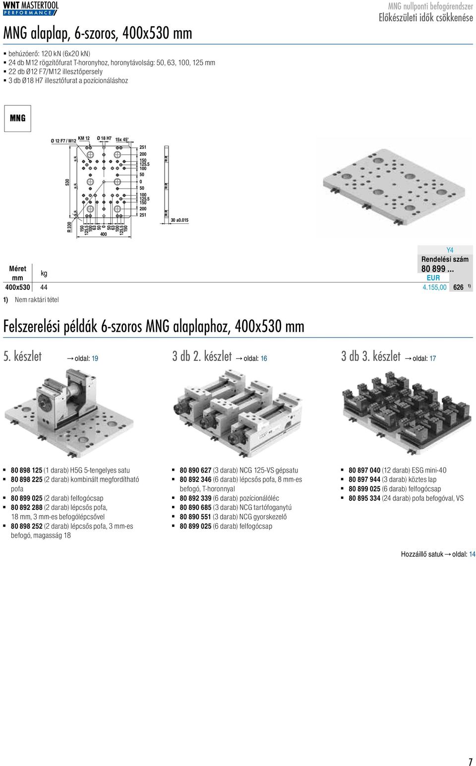 155, 8899626 1) Nem raktári tétel Felszerelési példák 6-szoros alaplaphoz, 4x53 5. készlet oldal: 19 3 db 2. készlet oldal: 16 3 db 3.