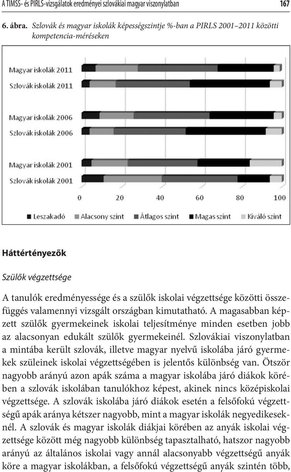 összefüggés valamennyi vizsgált országban kimutatható. A magasabban képzett szülők gyermekeinek iskolai teljesítménye minden esetben jobb az alacsonyan edukált szülők gyermekeinél.