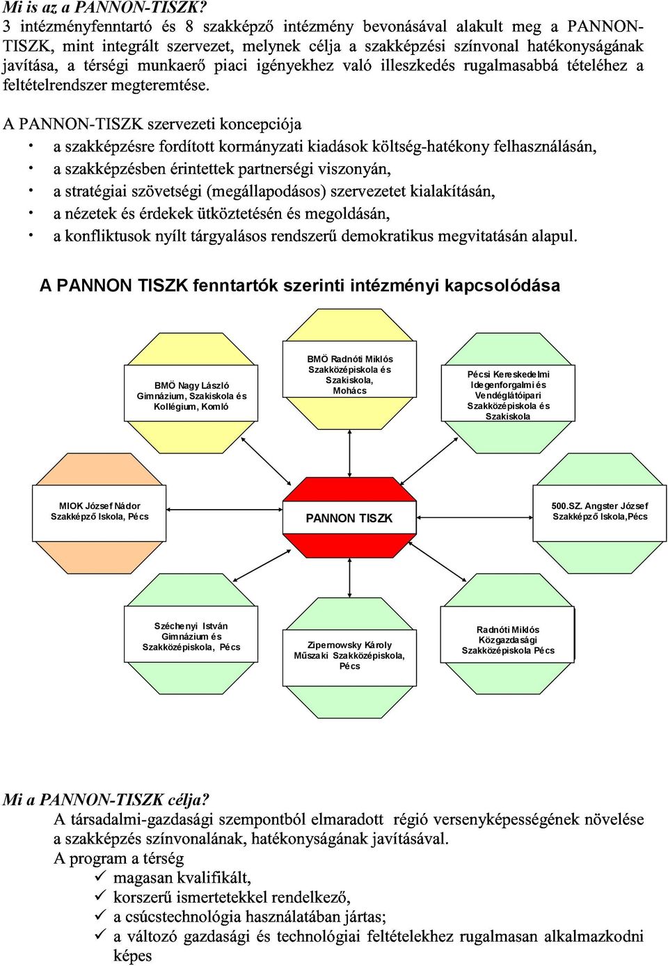 Mohács Pécsi Kereskedelmi Idegenforgalmi és Vendéglátóipari Szakközépiskola és Szakiskola MIOK József Nádor Szakképző Iskola, Pécs PANNON TISZK