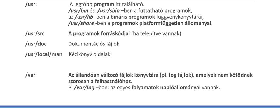 a programok platformfüggetlen állományai. A programok forráskódjai (ha telepítve vannak).