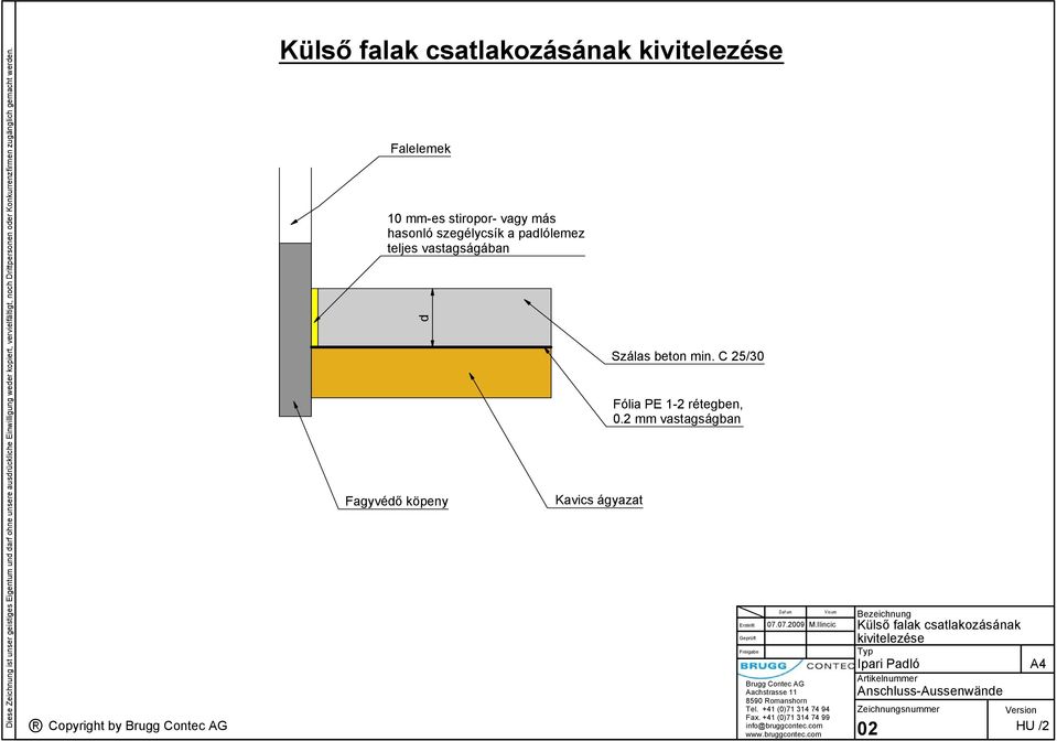 } Copyright by Külső falak csatlakozásának kivitelezése Falelemek 10 mm-es stiropor- vagy más hasonló