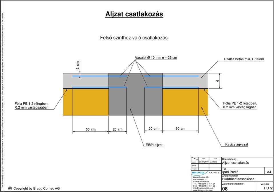 e = 25 cm 50 cm 20 cm 20 cm 50 cm Előírt