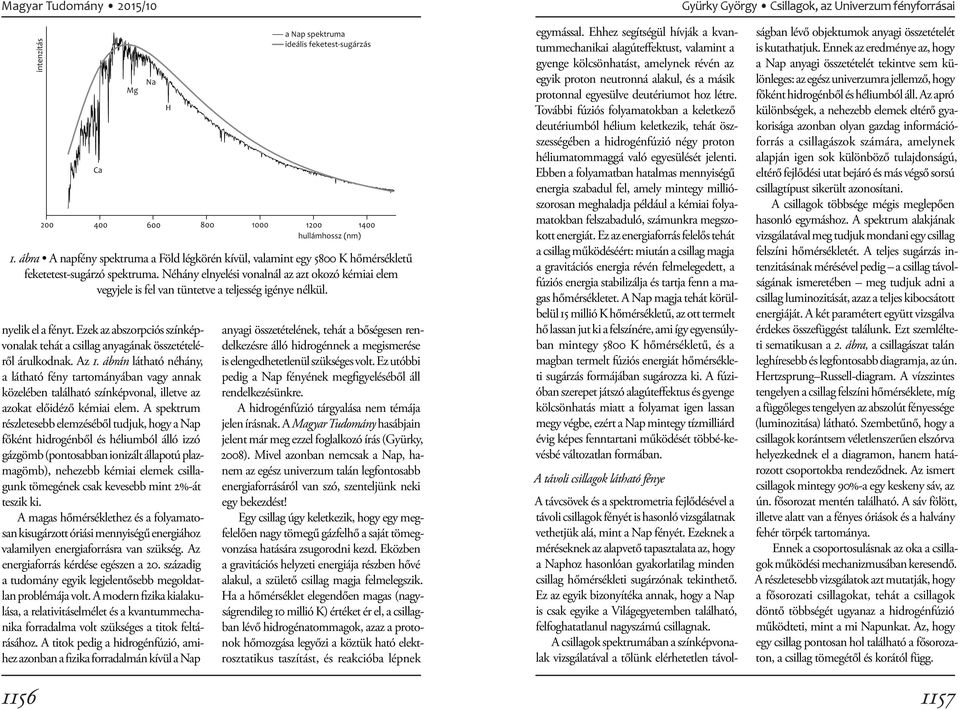 Ezek az abszorpciós színképvonalak tehát a csillag anyagának összetételéről árulkodnak. Az 1.