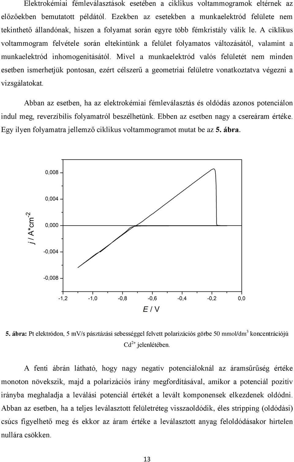 A ciklikus voltammogram felvétele során eltekintünk a felület folyamatos változásától, valamint a munkaelektród inhomogenitásától.