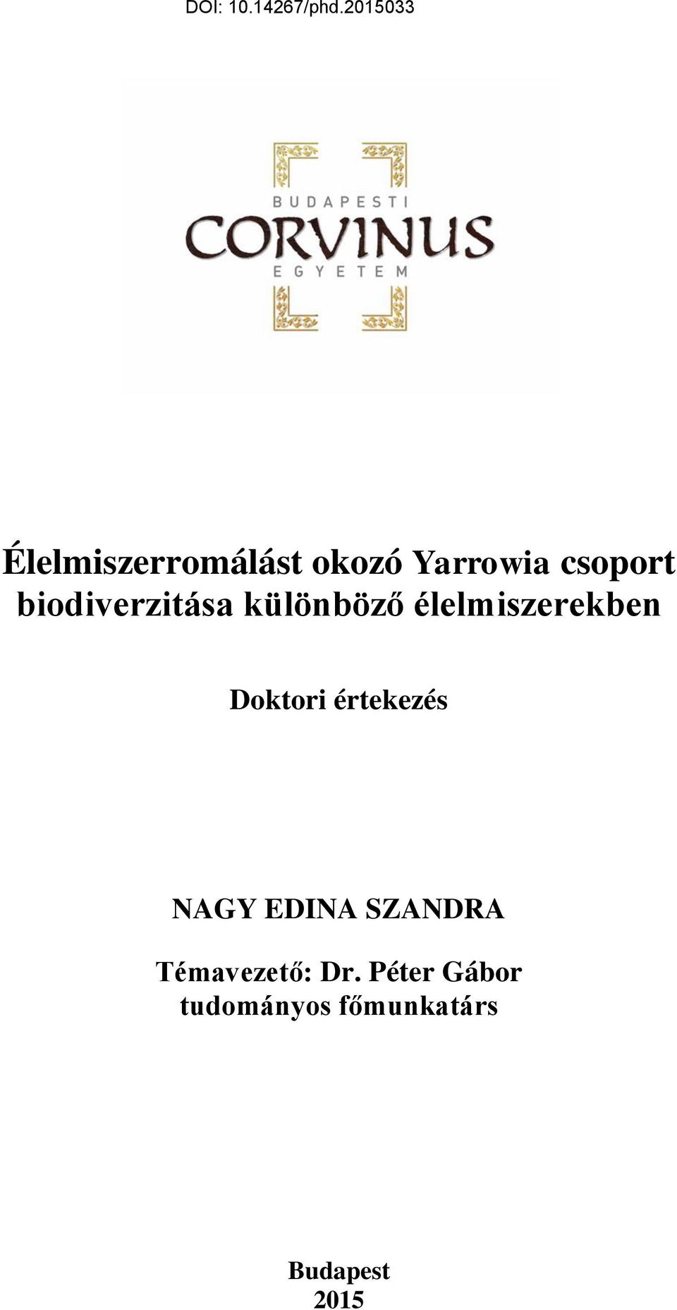 Doktori értekezés NAGY EDINA SZANDRA