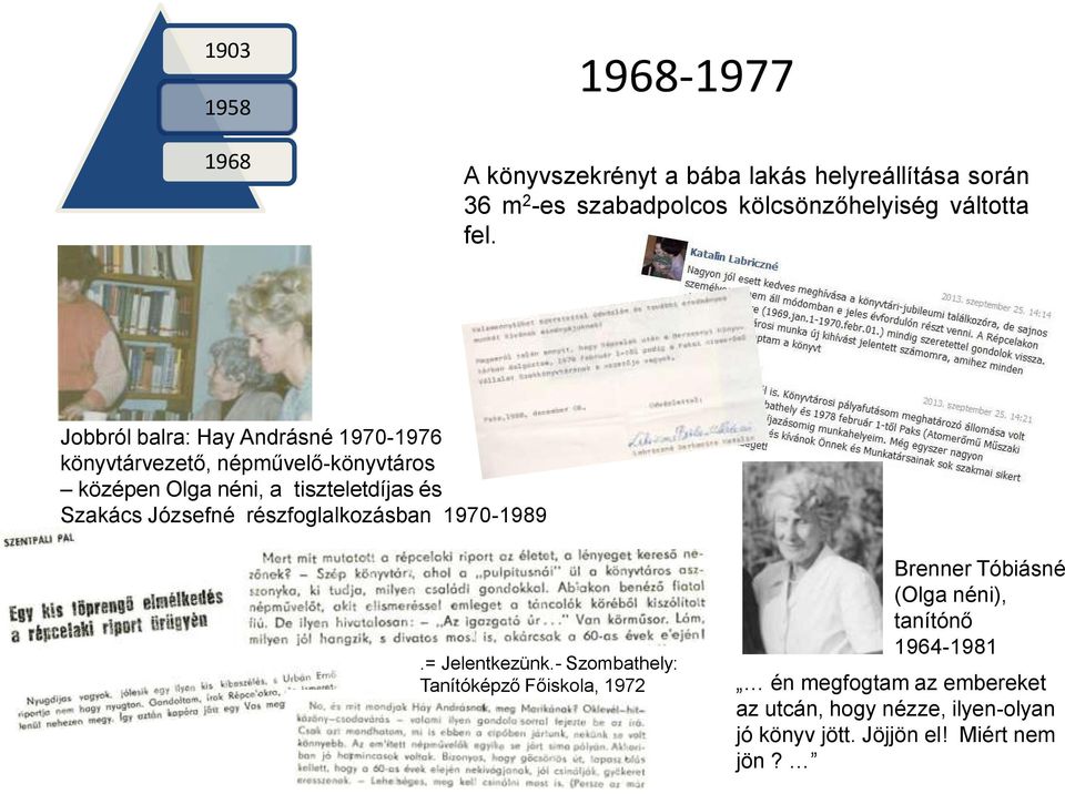 Szakács Józsefné részfoglalkozásban 1970-1989.= Jelentkezünk.