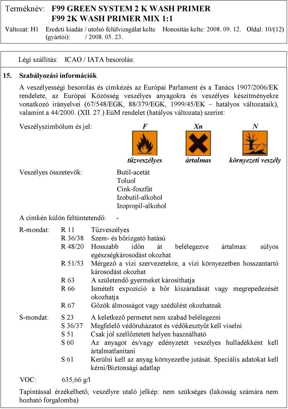 irányelvei (67/548/EGK, 88/379/EGK, 1999/45/EK hatályos változataik), valamint a 44/2000. (XII. 27.