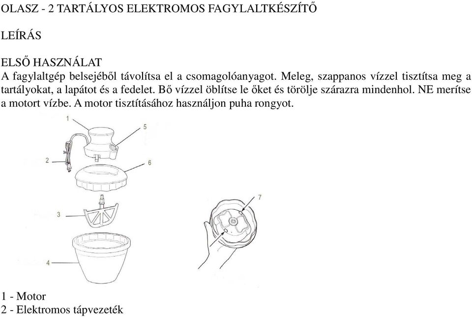 Meleg, szappanos vízzel tisztítsa meg a tartályokat, a lapátot és a fedelet.