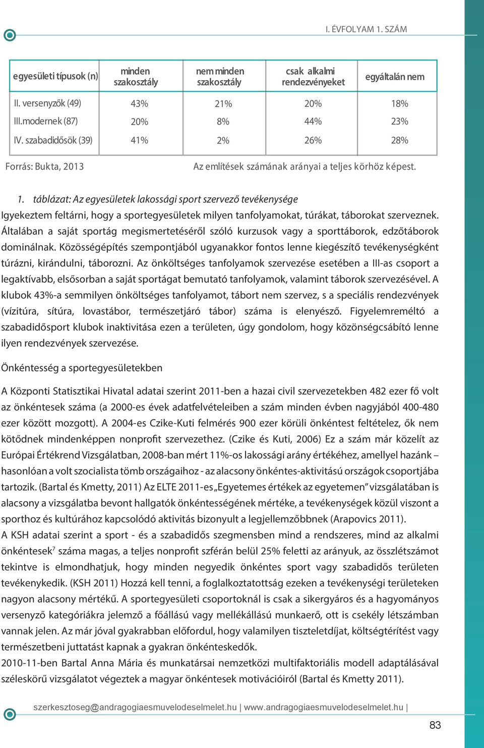 táblázat: Az egyesületek lakossági sport szervező tevékenysége Igyekeztem feltárni, hogy a sportegyesületek milyen tanfolyamokat, túrákat, táborokat szerveznek.