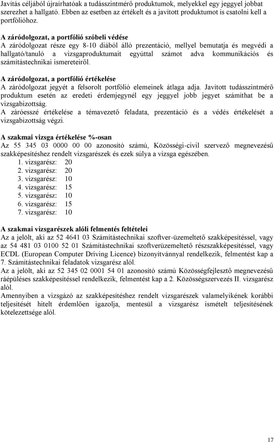 számítástechnikai ismereteiről. A záródolgozat, a portfólió értékelése A záródolgozat jegyét a felsorolt portfólió elemeinek átlaga adja.