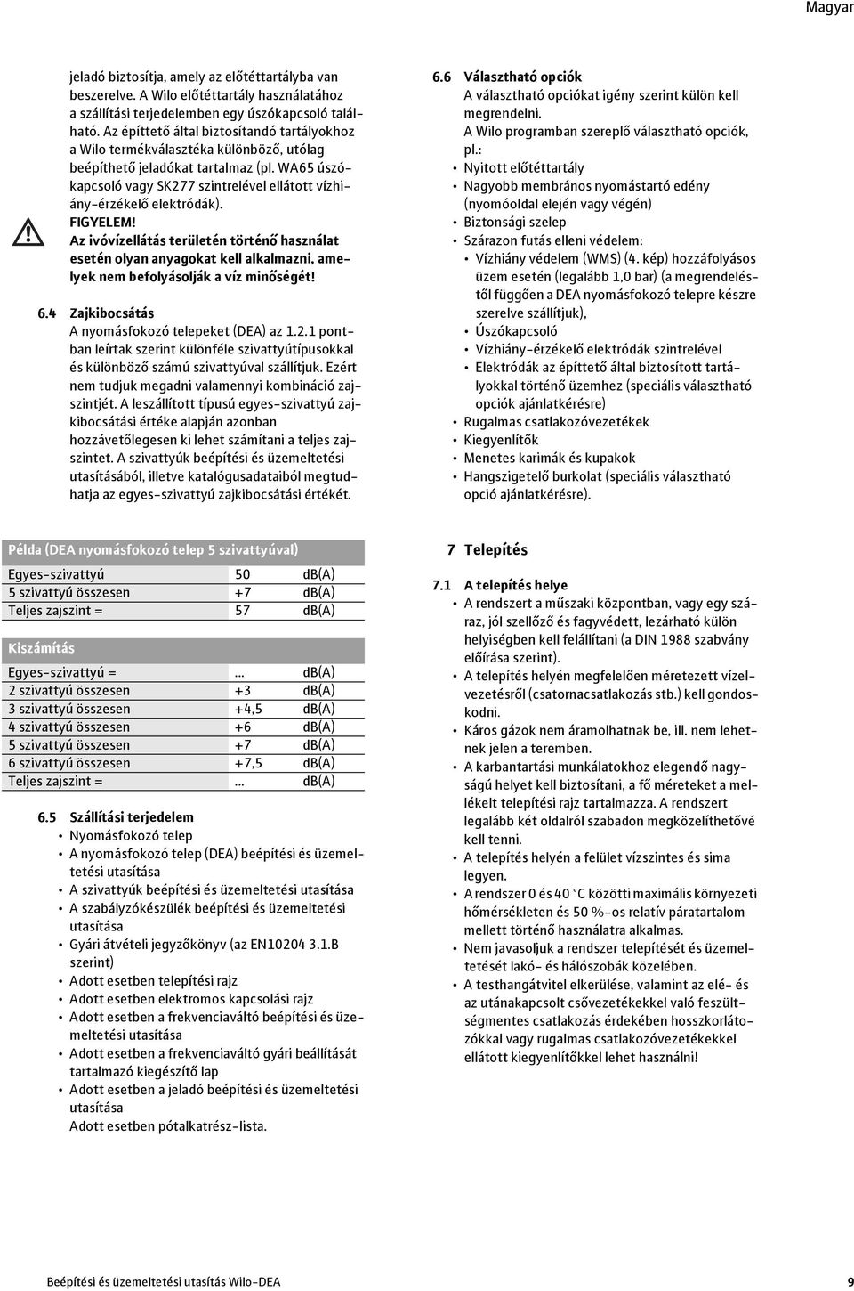 WA65 úszókapcsoló vagy SK277 szintrelével ellátott vízhiány-érzékelő elektródák). FIGYELEM!