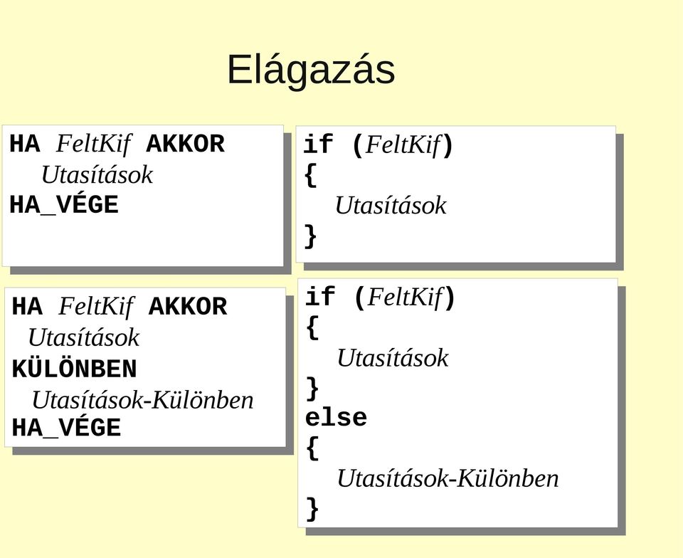 Utasítások-Különben HA_VÉGE if if (FeltKif) {