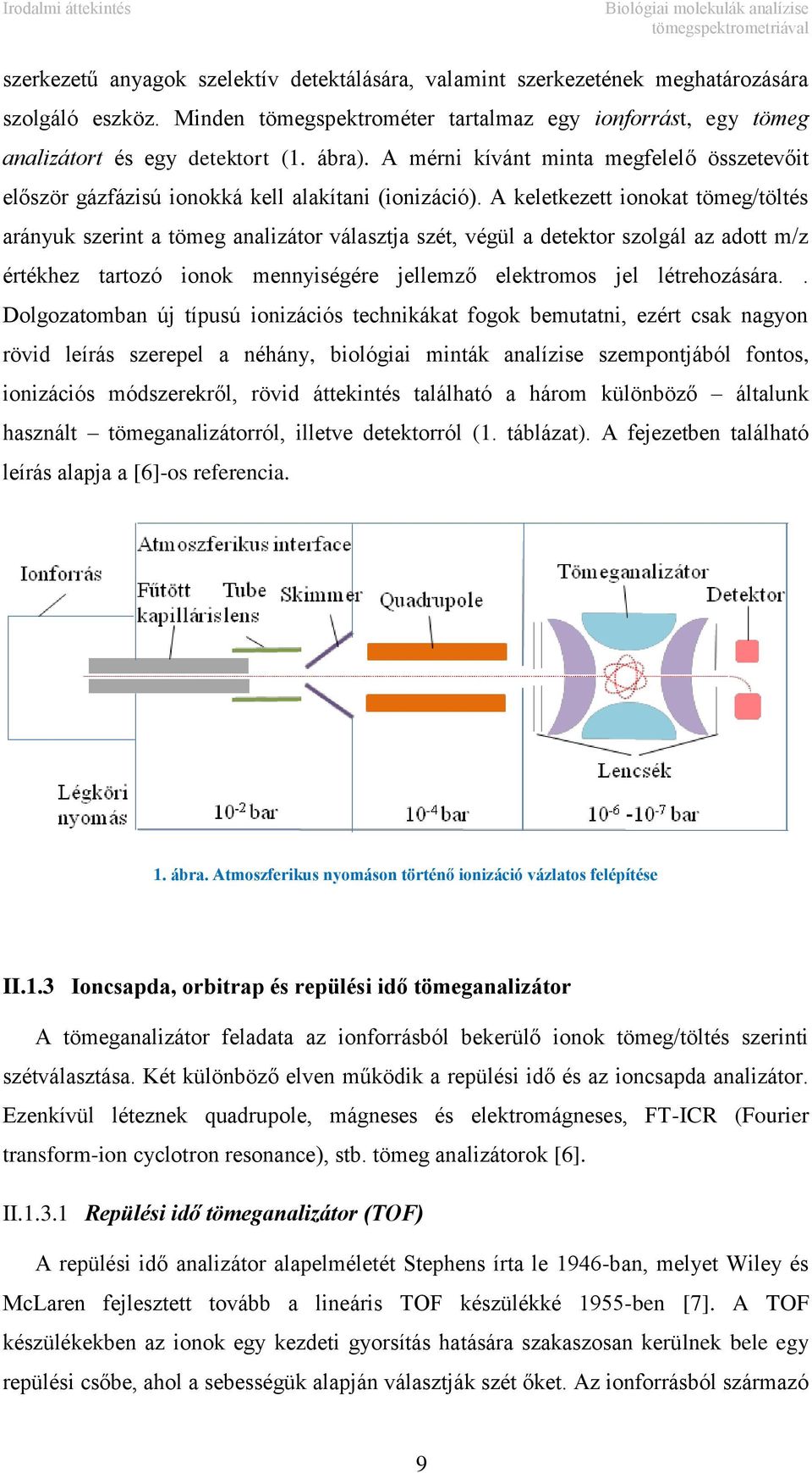 A keletkezett ionokat tömeg/töltés arányuk szerint a tömeg analizátor választja szét, végül a detektor szolgál az adott m/z értékhez tartozó ionok mennyiségére jellemző elektromos jel létrehozására.